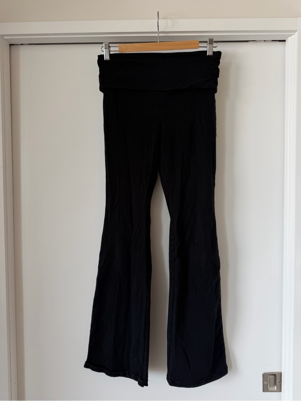 Aritzia Black Fold-Over Waist Flare Yoga Pants